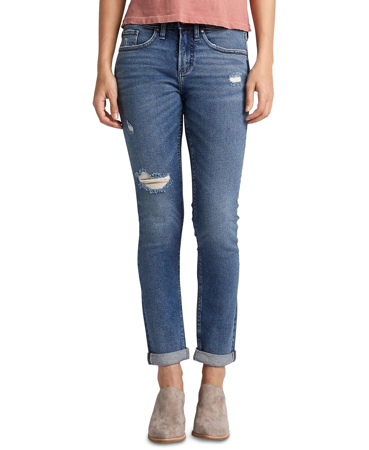 Calça jeans feminina Silver Jeans Co. Not Your Boyfriends Azul Tamanho 30X27