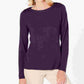 Blusa feminina Karen Scott lisa, manga comprida, gola redonda, roxa, tamanho pequeno grande