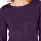 Blusa feminina Karen Scott lisa, manga comprida, gola redonda, roxa, tamanho pequeno grande