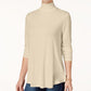 JM Collection Blusa de gola alta feminina bege tamanho médio
