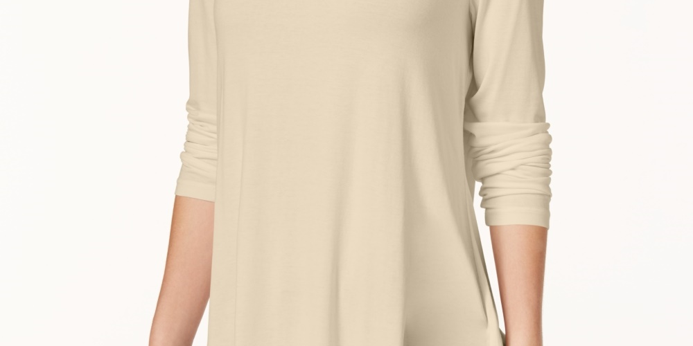 JM Collection Blusa de gola alta feminina bege tamanho médio