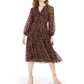 Vestido feminino Tommy Hilfiger flocado MIDI marrom tamanho 16