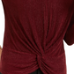 Blusa feminina Alfani com listras metálicas e nó frontal, vermelha, tamanho pequeno, extragrande