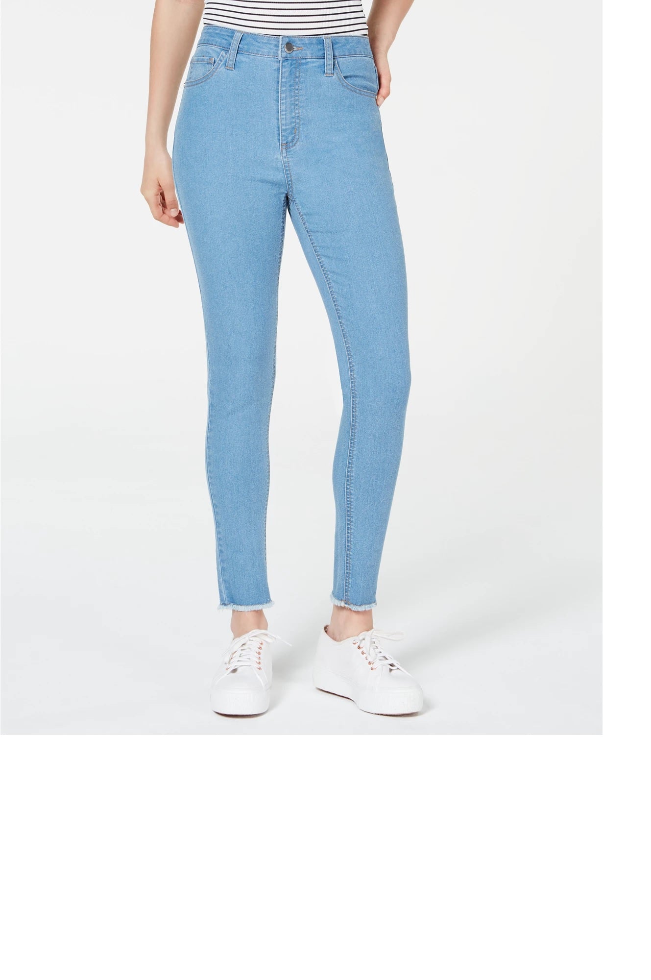 Calça jeans skinny de cintura alta Tinseltown Junior's Raw Hem, azul, tamanho 15