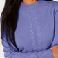 Karen Scott Suéter Feminino de Tricô com Gola Redonda Roxo Tamanho Pequeno X-Grande