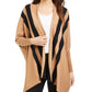 Cardigan feminino Alfani listrado com frente aberta, bege, tamanho pequeno, extragrande