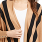 Cardigan feminino Alfani listrado com frente aberta, bege, tamanho pequeno, extragrande