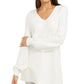 Alfani Suéter túnica feminino de malha canelada pequena, natural, PS