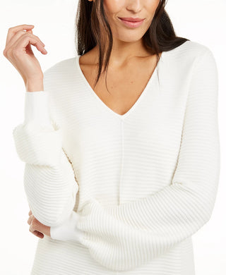 Alfani Suéter túnica feminino de malha canelada pequena, natural, PS