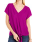 Blusa feminina de manga curta e decote em V INC International Concepts, rosa, tamanho pequeno