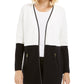 Cardigan feminino Charter Club Petite com acabamento em couro sintético e blocos de cores, branco, tamanho pequeno extragrande