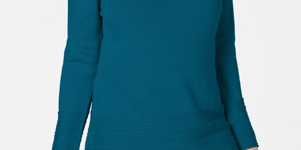 Karen Scott Suéter Feminino de Algodão com Gola Canoa Azul Tamanho XS