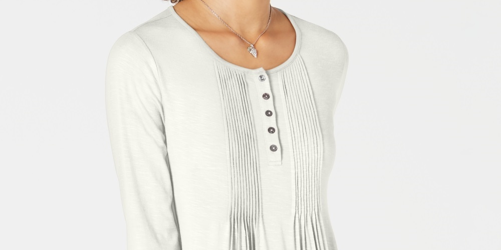 Blusa Pintuck Feminina Style &amp; Co Bege Tamanho PP