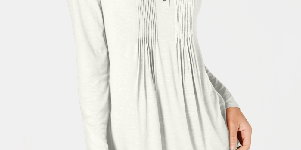 Blusa Pintuck Feminina Style &amp; Co Bege Tamanho PP