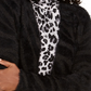 Cardigan feminino com estampa de cílios e animal print JM Collection, preto, tamanho pequeno