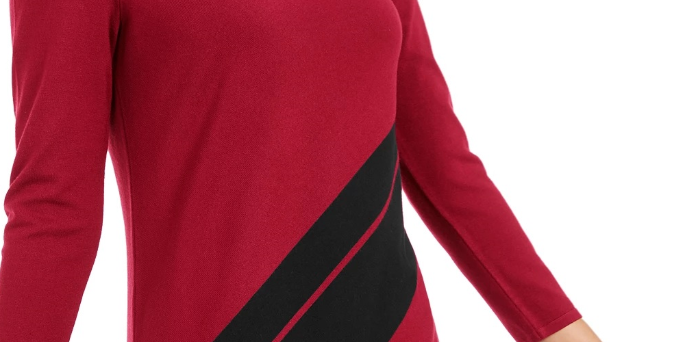 Túnica feminina assimétrica listrada Alfani vermelha tamanho PL