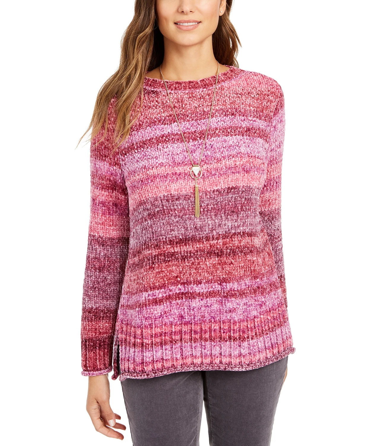Suéter Feminino Petite Chenille Tingido com Espaço Rosa PP da Style &amp; Co