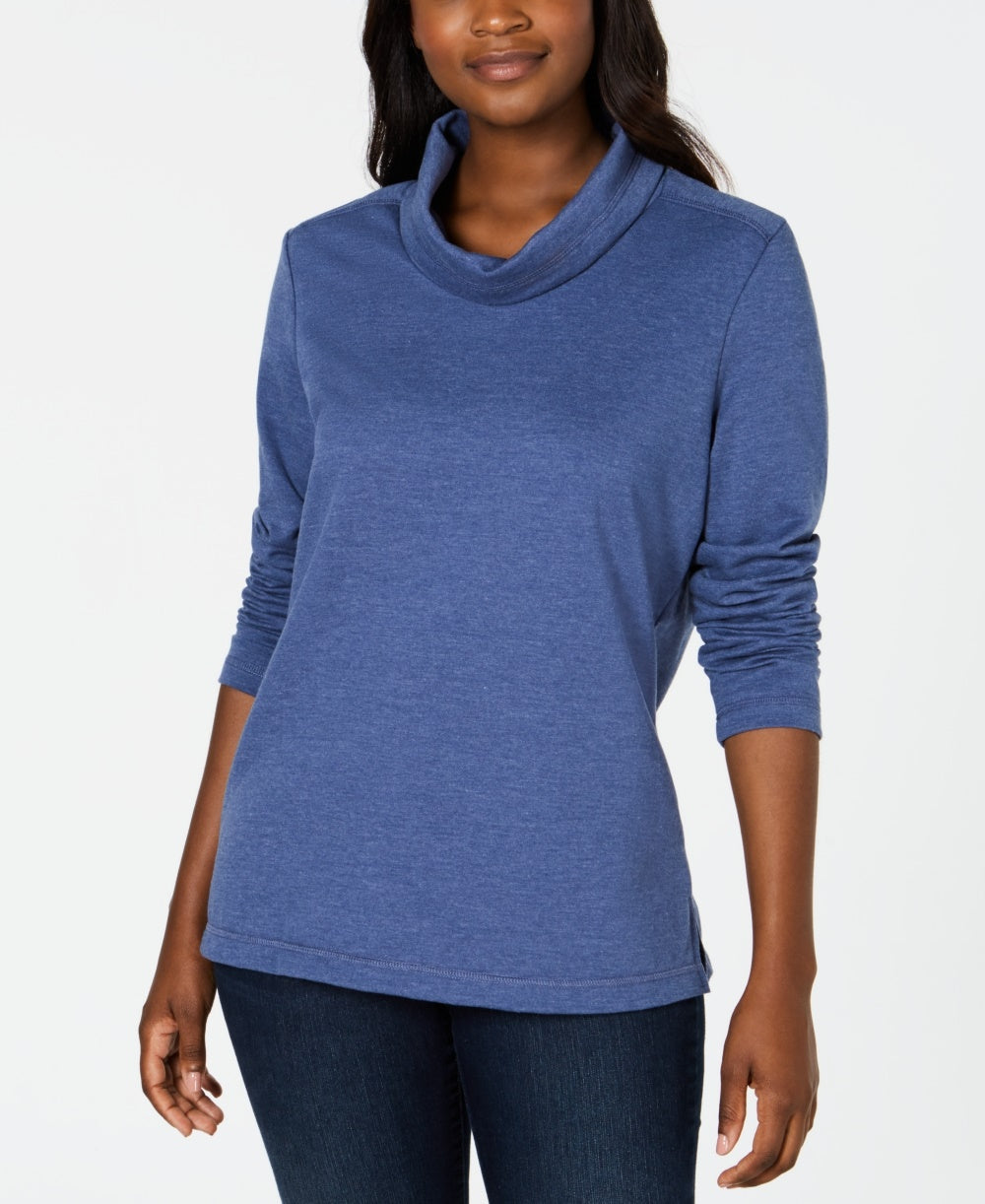 Karen Scott Camisa Feminina Manga Longa Gola Redonda Mesclada Azul Tamanho P