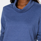 Karen Scott Camisa Feminina Manga Longa Gola Redonda Mesclada Azul Tamanho P