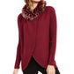 Cardigan conversível com acabamento em pele sintética Alfani feminino, tamanho pequeno, tamanho extragrande, vermelho