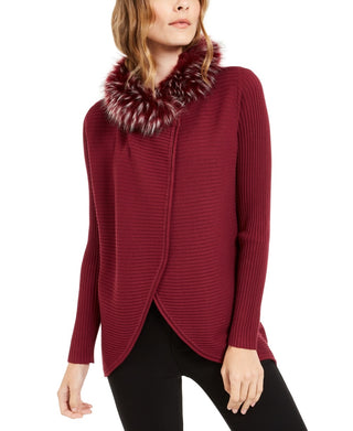 Cardigan conversível com acabamento em pele sintética Alfani feminino, tamanho pequeno, tamanho extragrande, vermelho
