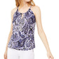 INC International Concepts Top Halter Estampado Feminino Azul Tamanho Pequeno X-Grande