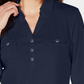 Camisa polo feminina Karen Scott manga 3/4 azul tamanho pequeno extragrande