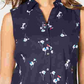 Camisa feminina pequena com estampa floral Charter Club azul tamanho 14 P