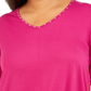 JM Collection Top Feminino Plus Size com Tachas e Mídias Mistas Rosa Tamanho 0X