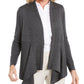 Cardigan feminino canelado com bainha de lenço JM Collection, cinza, tamanho pequeno