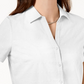 Camisa feminina Karen Scott de algodão com ilhós, branca, tamanho P