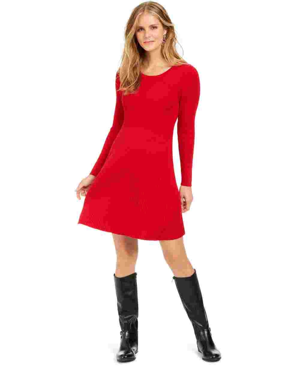 Vestido suéter canelado feminino estilo &amp; co tamanho pequeno vermelho extragrande