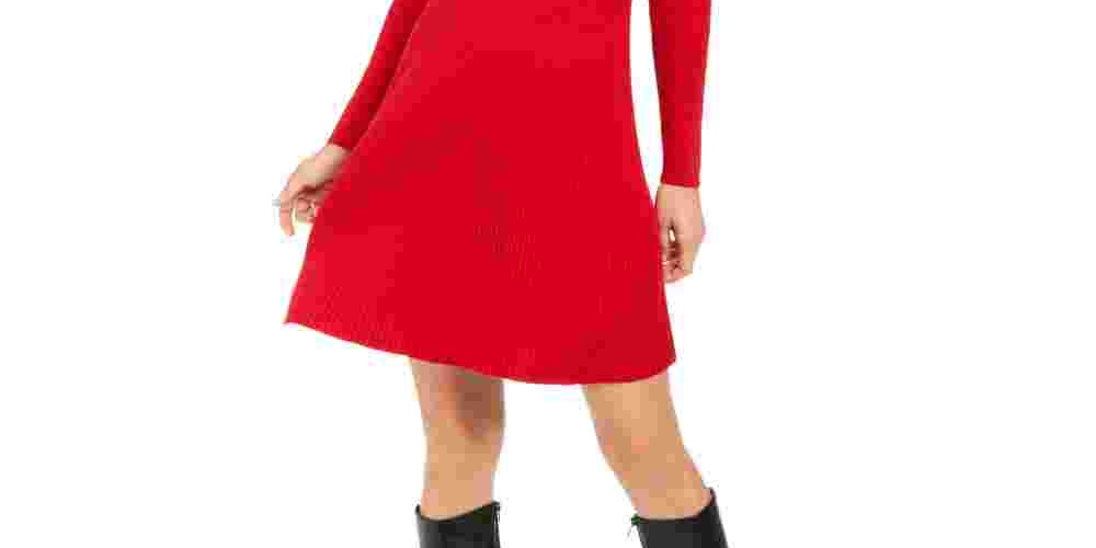 Vestido suéter canelado feminino estilo &amp; co tamanho pequeno vermelho extragrande