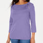Blusa feminina Karen Scott de algodão com gola xale e botões, roxa, tamanho XX-G