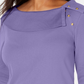 Blusa feminina Karen Scott de algodão com gola xale e botões, roxa, tamanho XX-G
