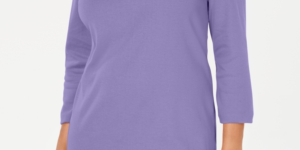 Blusa feminina Karen Scott de algodão com gola xale e botões, roxa, tamanho XX-G