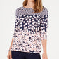 Charter Club Blusa feminina com estampa floral e decote canoa, azul, tamanho extragrande