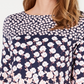 Charter Club Blusa feminina com estampa floral e decote canoa, azul, tamanho extragrande