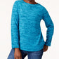 Karen Scott Sport Space Dye Microfleece Top Feminino Azul Tamanho XX-G