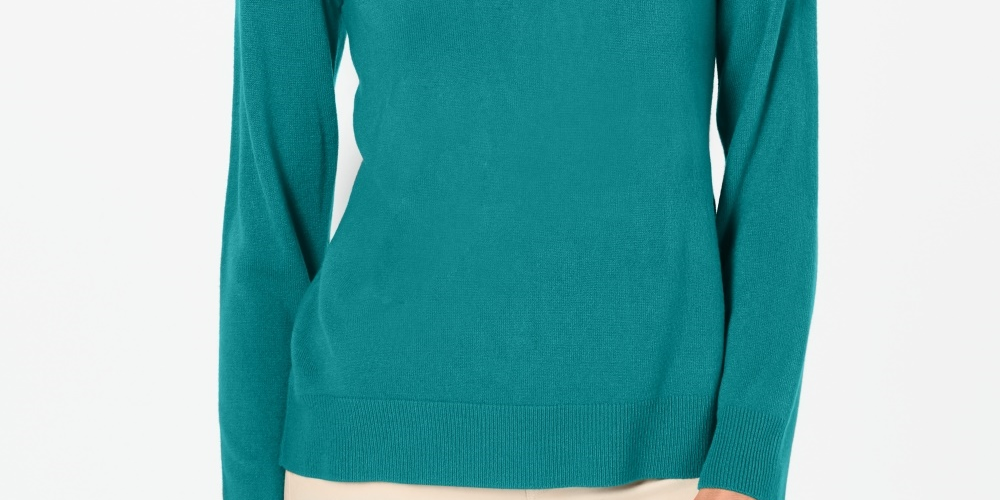 Karen Scott Suéter Feminino com Botões no Ombro Verde Tamanho Pequeno Médio