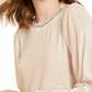 Blusa feminina Alfani com listras texturizadas e decote embelezado, bege, tamanho P
