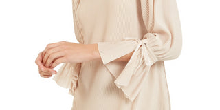 Blusa feminina Alfani com listras texturizadas e decote embelezado, bege, tamanho P