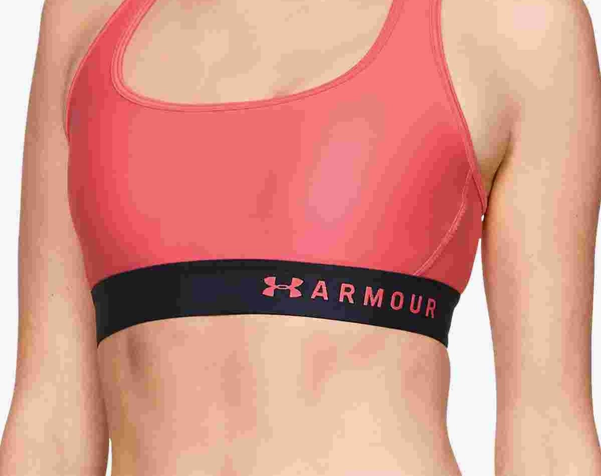 Sutiã Esportivo Under Armour Crossback Médio Impacto Feminino Rosa Brilhante Tamanho P
