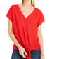 INC International Concepts Top feminino pequeno com amarração frontal, vermelho, tamanho pequeno