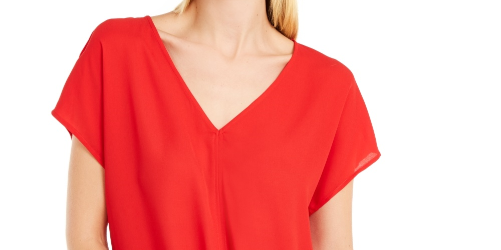 INC International Concepts Top feminino pequeno com amarração frontal, vermelho, tamanho pequeno