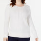 Suéter de tricô feminino Karen Scott, branco, tamanho X-S