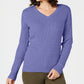 Karen Scott Suéter Feminino Petite Cotton Cable Knit Roxo PS