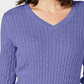 Karen Scott Suéter Feminino Petite Cotton Cable Knit Roxo PS