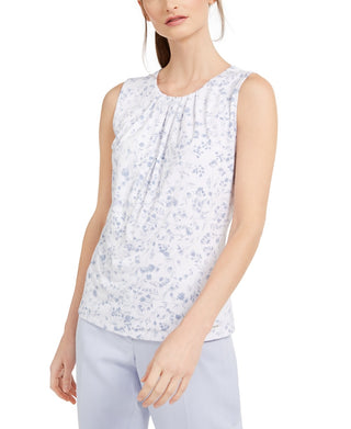 Blusa Calvin Klein Feminina Estampa Floral Plissada Branca Tamanho X-S