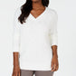 Karen Scott Suéter Feminino Basket Stitch Branco Tamanho Grande